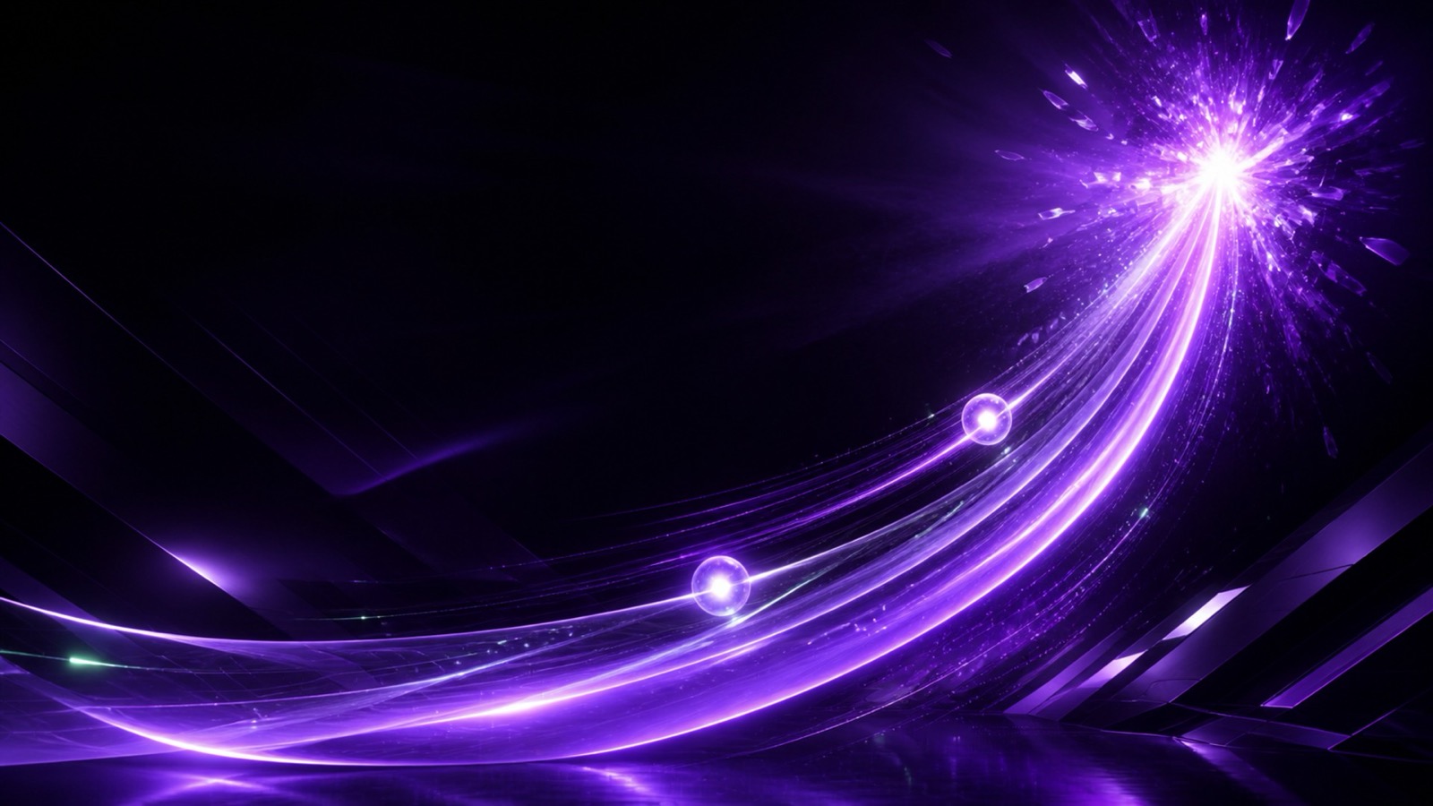 A bright violet trail climbing toward a burst of light across a dark futuristic arena.