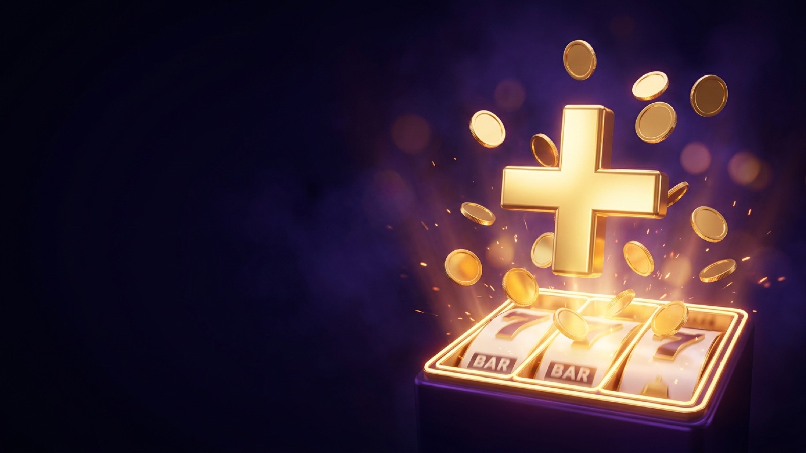 A glowing golden plus-one bonus symbol rising from a slot reel grid.